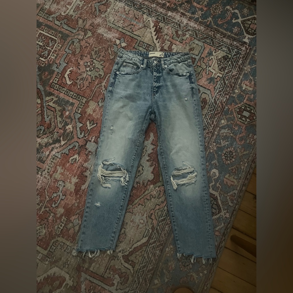 Garage Distressed High Waisted Blue Jeans